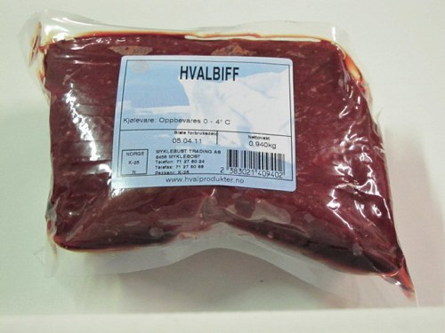 Hvalkjøtt dypfryst 1 kg.